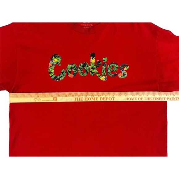 Cookies Men Red Short Sleeve Crewneck Shirt Size XL Floral Logo - Picture 5 of 6
